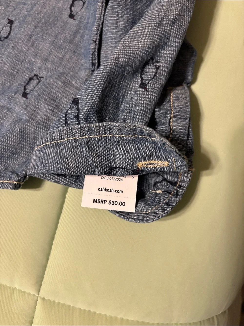 OshKosh B'gosh Denim-Look Penguin Button-Up Jacket - Blue